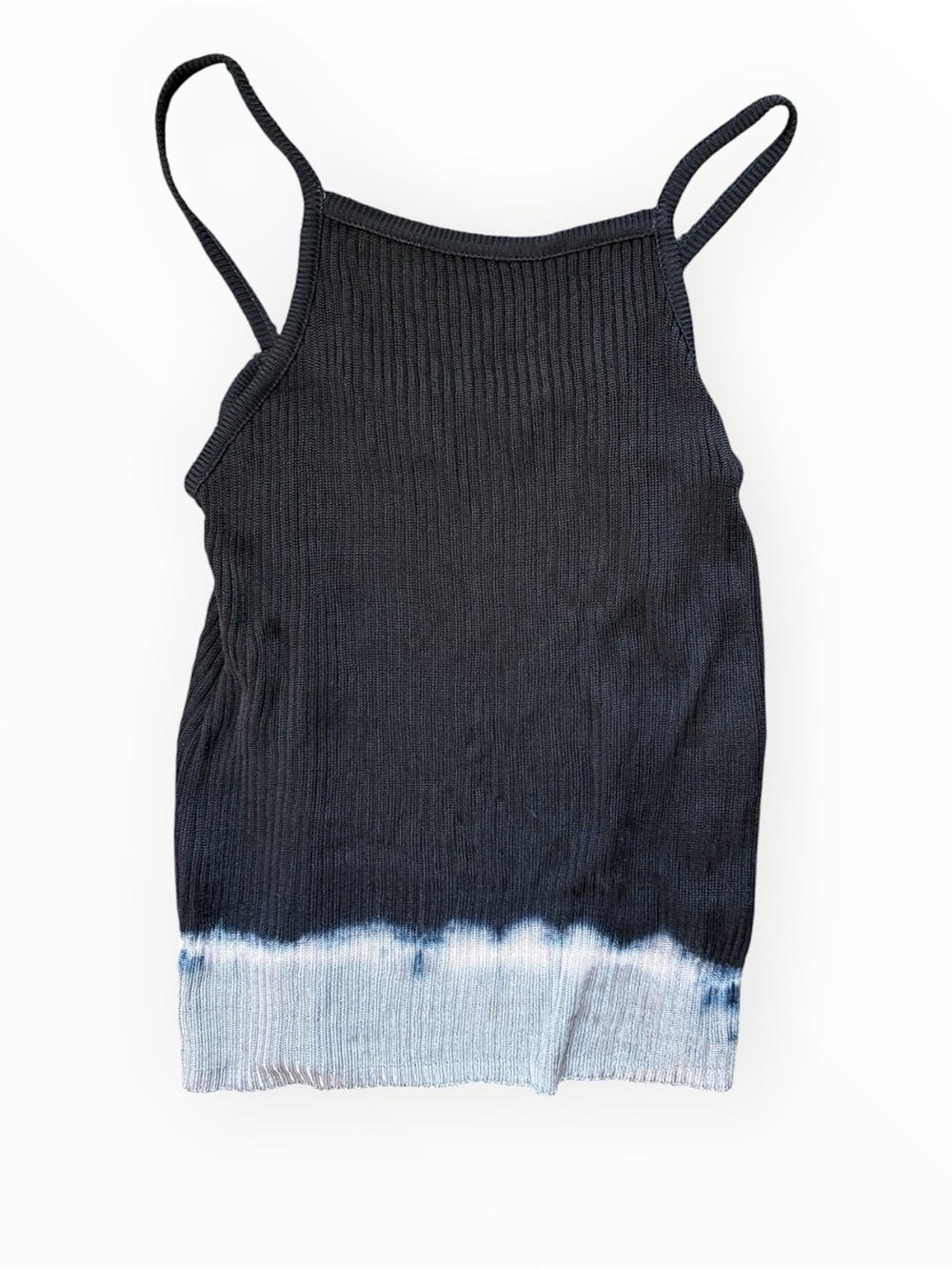 525 America Black Ribbed Tie-Dye Hem spaghetti strap Tank Top EUC
